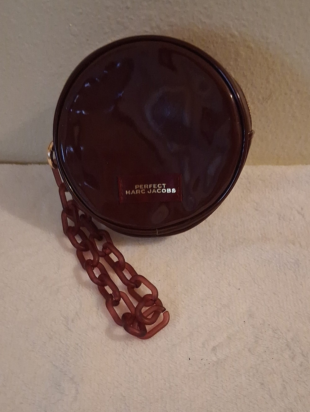 Marc Jacobs Round Patent Mini Bag in Burgundy with Chain Strap